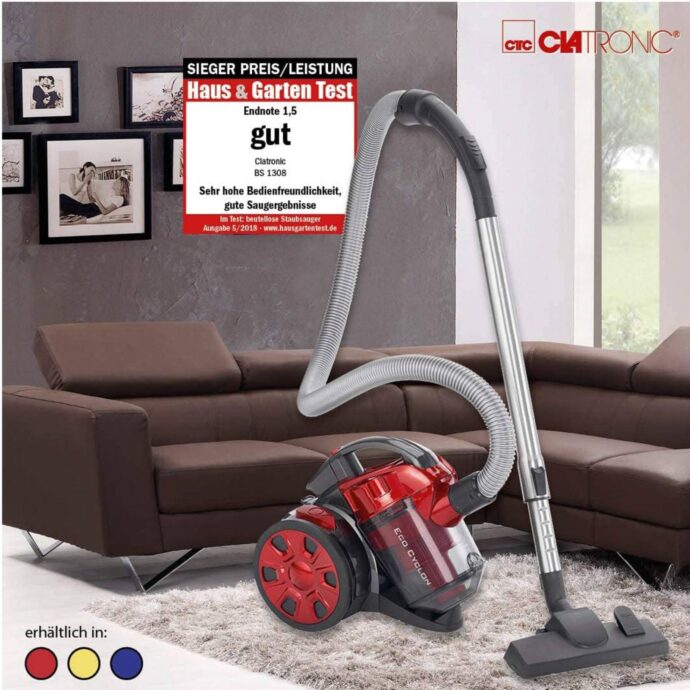 مكنسة كهربائية قوية وهادئة بدون كيس من كلاترونيك - 700 وات -Clatronic Aspirateur sans Sac Puissant et Silencieux - Aspirateur 700 Watts BS 1308