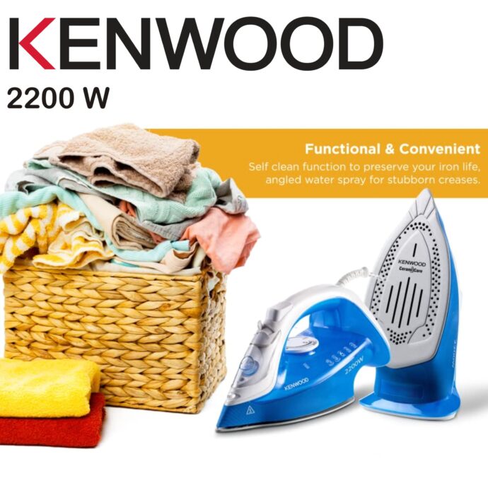 كينوود مكواة بخار 2600 وات مع قاعدة سيراميك ، STP70.000WG أبيض / أخضر KENWOOD Steam Iron 2600W with Ceramic Soleplate,