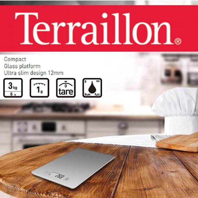 ميزان مطبخ تيرايلون ، سعة 3 كيلو جرام ، فيرست جراي Terraillon Balance de cuisine, Portée 3kg, First Gris