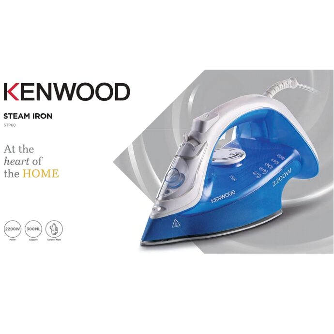 ⁦كينوود مكواة بخار 2600 وات مع قاعدة سيراميك ، STP70.000WG أبيض / أخضر KENWOOD Steam Iron 2600W with Ceramic Soleplate,⁩ - الصورة ⁦3⁩