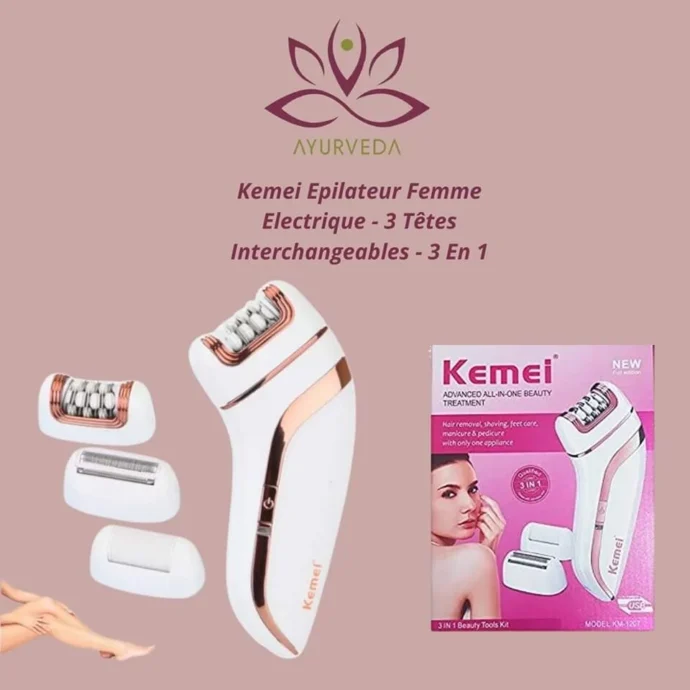 ماكينة إزالة الشعر الكهربائية 3 في 1 للنساء - كم 1207 Kemei Epilateur Femme Electrique 3 En 1- Km 1207