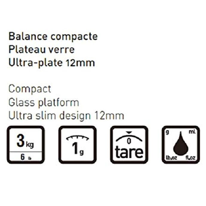 ⁦ميزان مطبخ تيرايلون ، سعة 3 كيلو جرام ، فيرست جراي Terraillon Balance de cuisine, Portée 3kg, First Gris⁩ - الصورة ⁦2⁩