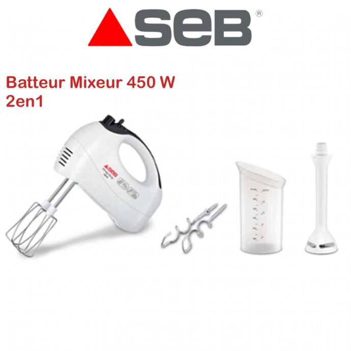 خلاط يدوي 450 واط  Batteur Mixeur 2 en 1 Seb 450 Watts HT411100 Seb