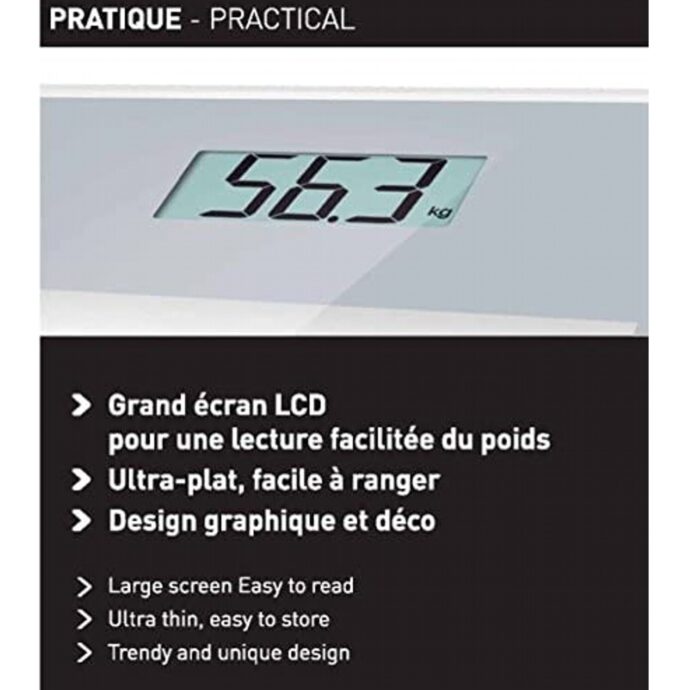 ⁦ميزان شخصي إلكتروني Terraillon ، رفيع للغاية ، تشغيل / إيقاف تلقائي ، شاشة LCD كبيرة ، 150 كجم ، زجاج TP1000 ، رمادي Terraillon Pèse Personne Électronique⁩ - الصورة ⁦3⁩