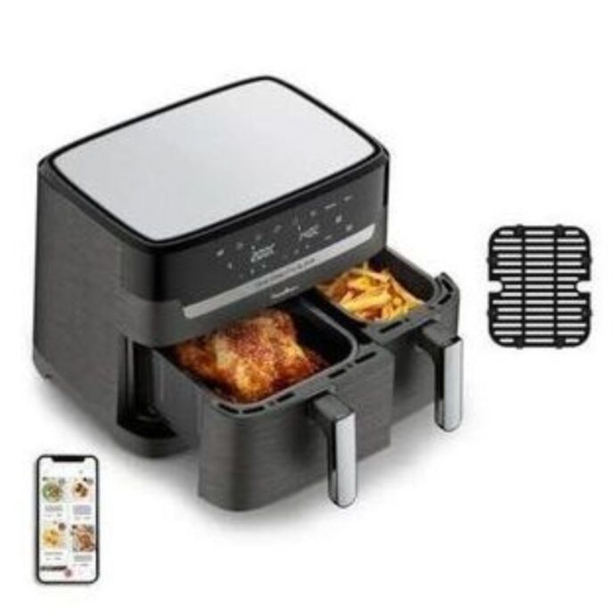 ⁦مقلاة هوائية Moulinex Friteuse sans huile Dual Easy Fry & Grill EZ905B20-2700W - 8 programmes - 2 Tirroire- 8.3L⁩ - الصورة ⁦2⁩