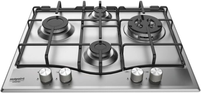 ⁦لوحة طبخ اريستون غاز ستانلس ستيل 4 شعلة 60 سم شواية زهر Ariston Plaque De Cuisson Ariston A Gaz Inox 4 Feux 60 Cm grillage en fonte⁩ - الصورة ⁦4⁩