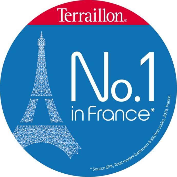 ⁦ميزان شخصي إلكتروني Terraillon شاشة LCD مدمجة ومسطحة للغاية مقاس 27 سم × 27 سم سعة 160 كجم تخرج 100 جم - طباعة شاشة تيرازو Terraillon Pèse personne TERRAZZO HOME⁩ - الصورة ⁦4⁩