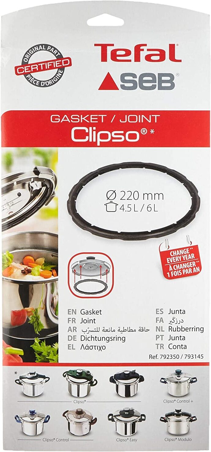 سدادة لوعاء ضغط الفولاذ المقاوم للصدأ Seb 4.5L / 6L ø 220 Clipso  ، طناجر ضغط Joint Cocotte Modulo 792350-793145