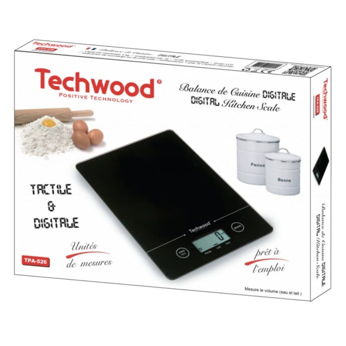 ⁦ميزان مطبخ الكتروني بشاشة رقمية لوزن أصغر الكتل بدقة عالية Techwood Balance de Cuisine Digitale Avec Ecran LCD 5kg TPA-526⁩ - الصورة ⁦2⁩