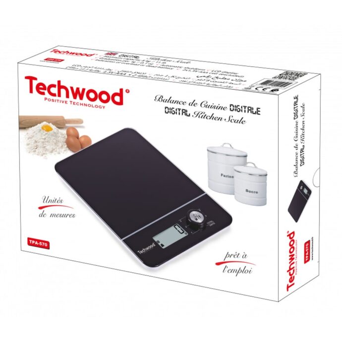 ⁦ميزان مطبخ الكتروني بشاشة رقمية لوزن أدق وأصغر الكتل بدقة عالية Techwood Balance de Cuisine Avec Ecran LCD 8kg TPA-570⁩ - الصورة ⁦3⁩