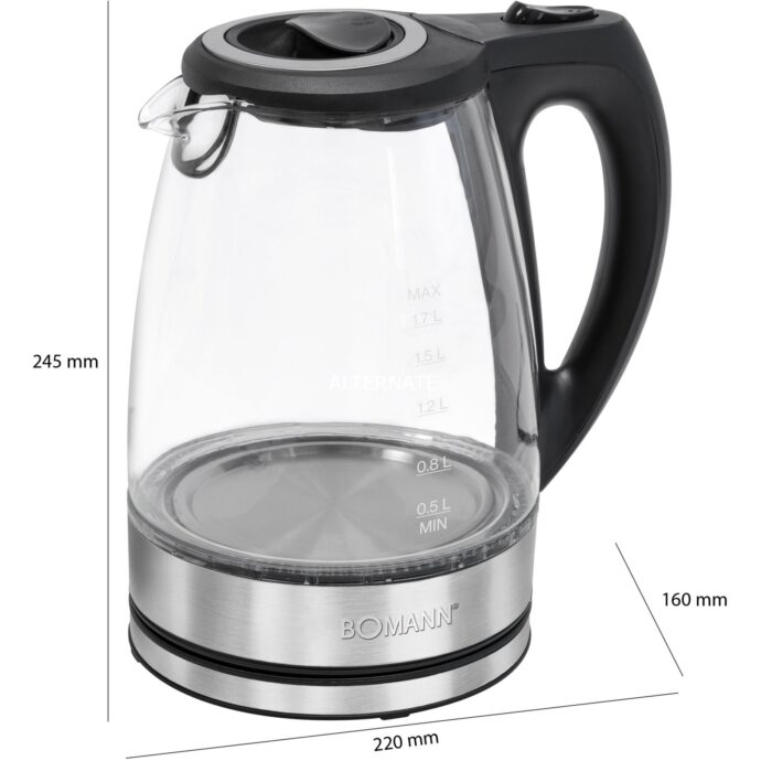⁦غلاية بومان WKS 6032 G CB 1.7 لتر 2200 وات شفاف Bomann WKS 6032 G CB bouilloire 1,7 L 2200 W Transparent⁩ - الصورة ⁦4⁩
