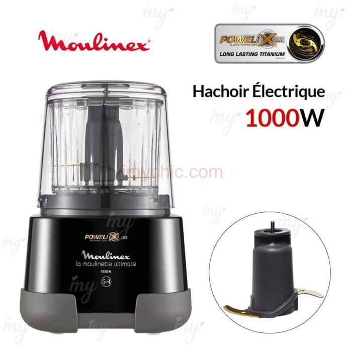 مفرمة كهربائية 5 في 1 550 مل 1000 وات مولينيت ألتيميت مولينكسHachoir Électrique 5En1 550mL 1000W Moulinette Ultimate Moulinex DP810810