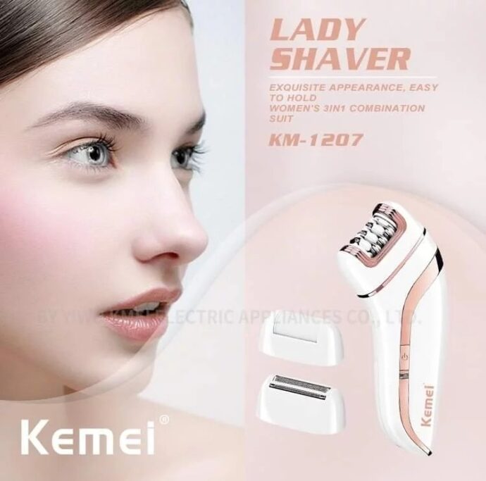 ⁦ماكينة إزالة الشعر الكهربائية 3 في 1 للنساء - كم 1207 Kemei Epilateur Femme Electrique 3 En 1- Km 1207⁩ - الصورة ⁦4⁩