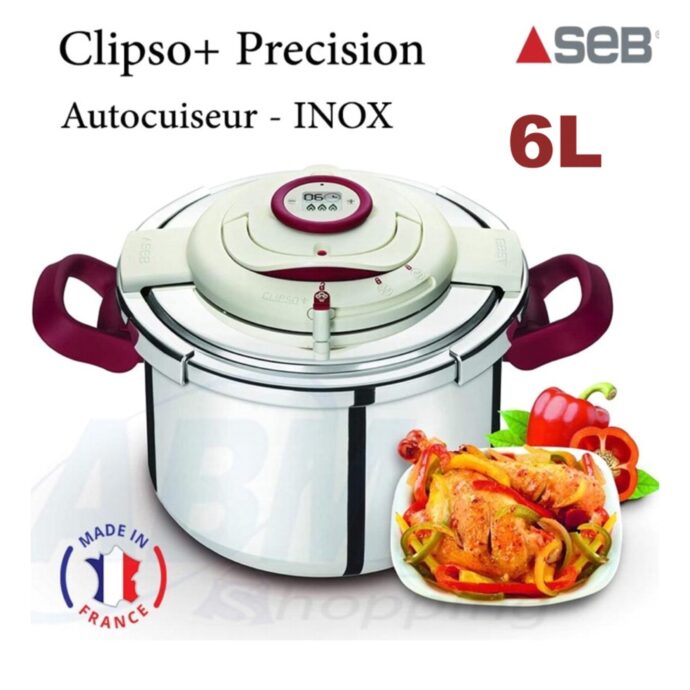 طنجرة ضغط بمؤقت 2في1 من الإينوكس 6ل Cocotte Seb Clipso+ Precision P4410706