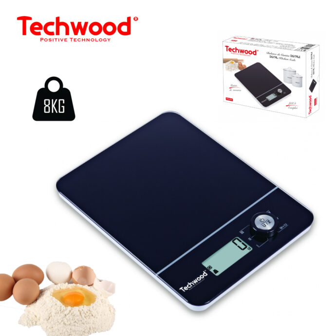 ميزان مطبخ الكتروني بشاشة رقمية لوزن أدق وأصغر الكتل بدقة عالية Techwood Balance de Cuisine Avec Ecran LCD 8kg TPA-570