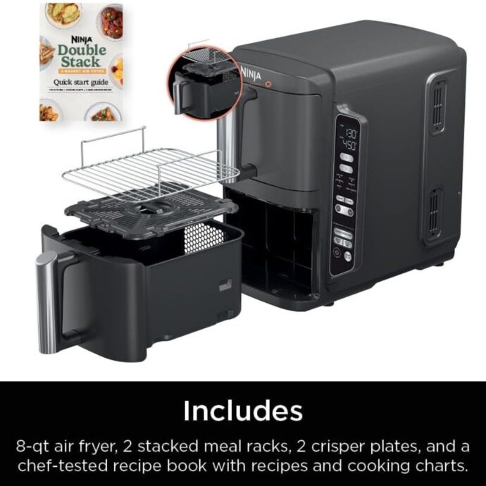 ⁦مقلاة هوائية نينجا Ninja FRITEUSE AIR FRYER SANS HUILE DOUBLE TIRROIRS DUALZONE 9.5L - SL400EU - 2500W⁩ - الصورة ⁦3⁩