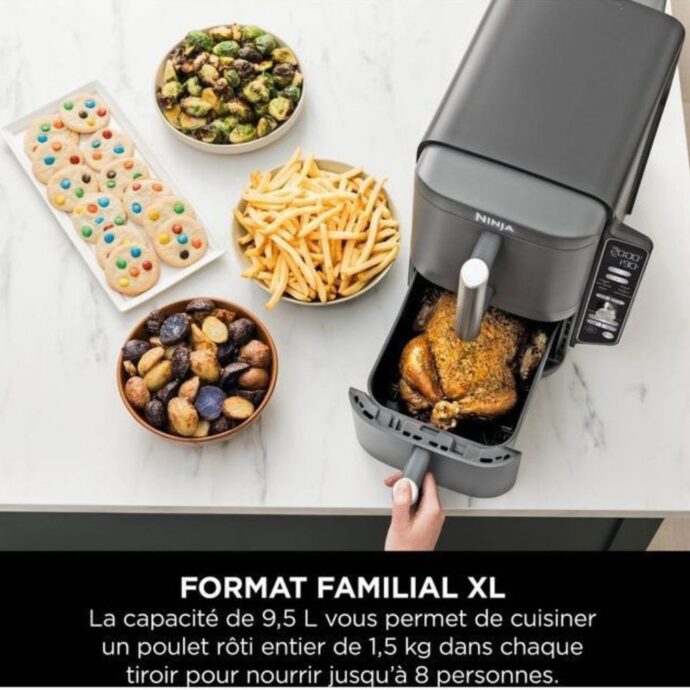 ⁦مقلاة هوائية نينجا Ninja FRITEUSE AIR FRYER SANS HUILE DOUBLE TIRROIRS DUALZONE 9.5L - SL400EU - 2500W⁩ - الصورة ⁦2⁩