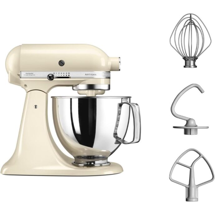 ⁦عجان كيتشن ايد KitchenAid Robot Pétrib Artisan à tête inclinable I Avec 4 accessoires 4,8L Crème⁩ - الصورة ⁦4⁩