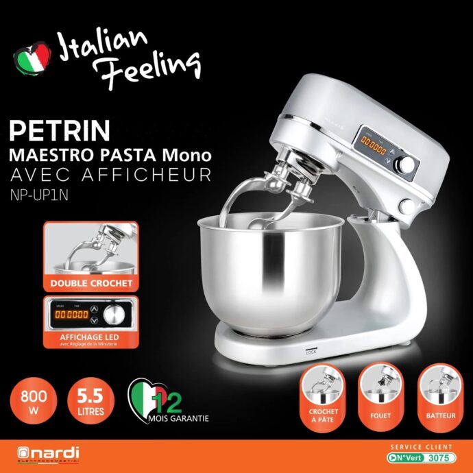 ⁦Pétrin NARDI MAESTRO PASTA - Mono Fonction Double - Crochet Afficheur Numérique - 800W - 5,5L- عجانة من ناردي⁩ - الصورة ⁦2⁩