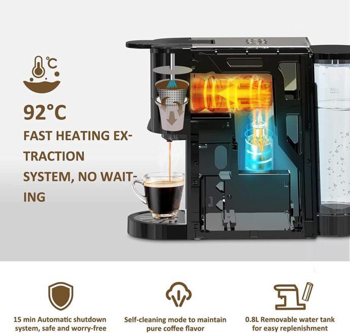 ⁦صانعة القهوة 4في1 تيركس TIREXX Machine à Café 4 En 1 Multi-Capsules - 20 Bar 1450 W - CAF1500⁩ - الصورة ⁦7⁩