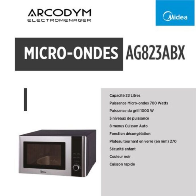 ⁦مايكرو وايف ميديا 23 لتر مزود شواية Midea Micro Onde - Ag823Abx⁩ - الصورة ⁦3⁩