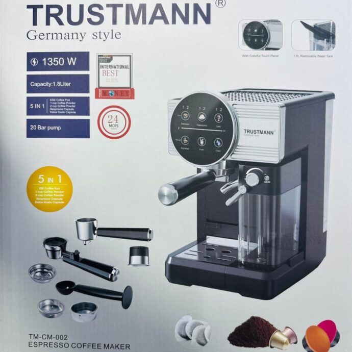 ⁦TRUSTMANN Machine A Café 5 EN 1 Tactile 20 Bars 1350 W - CM002⁩ - الصورة ⁦9⁩