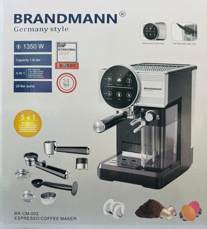 ⁦BRANDMANN Machine A Café 5 EN 1 Tactile 20 Bars 1350 W - CM002⁩ - الصورة ⁦8⁩