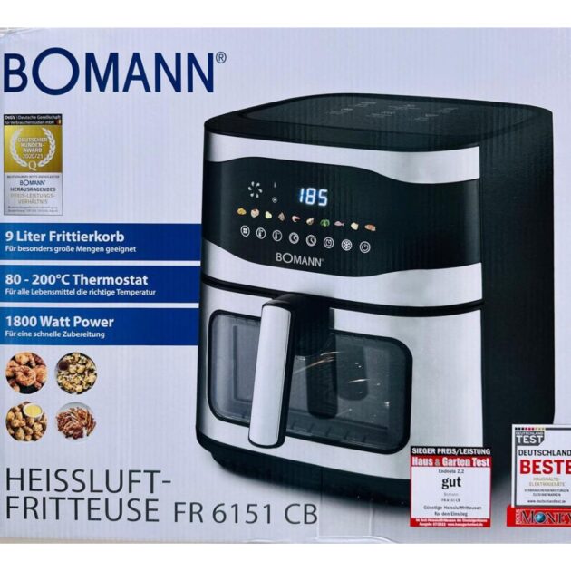 مقلاة هوائية من بومان 9لتر متعددة البرامج Friteuse À Air Chaud 9L 1800W Avec Minuterie FR 6151 CB
