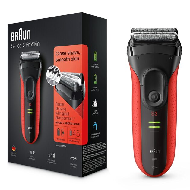 ماكينة حلاقة اللحية الكهربائية للرجال من براون سيريز 3 بروسكين 3030sBraun Series 3 ProSkin 3030s Rasoir Électrique Homme Barbe