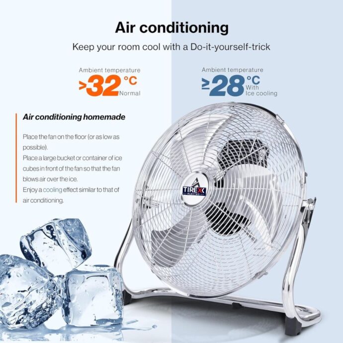 ⁦مروحة أرضية من تيراكس مصنوعة من الفولاذ Tirexx Ventilateur de Sol 50 cm | Ventilateur sur Pied 120W⁩ - الصورة ⁦8⁩
