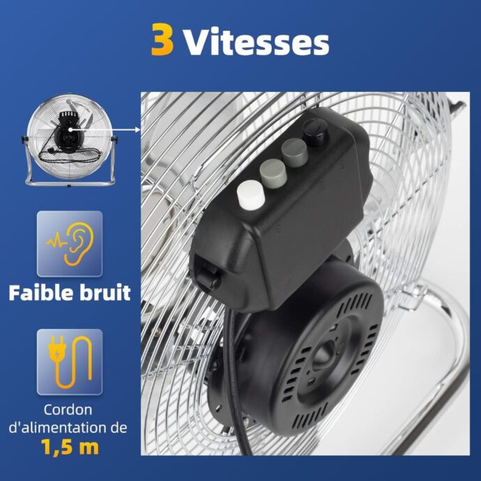 ⁦مروحة أرضية من تيراكس مصنوعة من الفولاذ Tirexx Ventilateur de Sol 50 cm | Ventilateur sur Pied 120W⁩ - الصورة ⁦12⁩