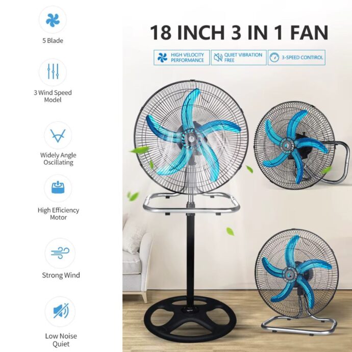 ⁦مروحة 3 في 1 بسرعات قوية جدًا مع جهاز تحكم عن بعد TIREXX FRANCE Ventilateur 3 positions  Très Puissantes Avec Télécommande⁩ - الصورة ⁦2⁩