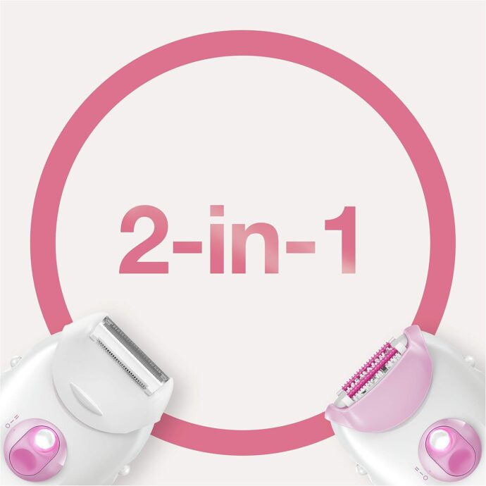 ⁦براون سيلك-إبيل 3 3-270 - جهاز إزالة الشعر - وردي توت العليق - جهاز إزالة الشعر سلكي مع 3 ملحقات Braun Silk-epil 3 3-270 Epilator Raspberry Pink - Corded epilator with 3 extras⁩ - الصورة ⁦5⁩
