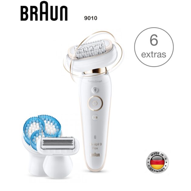 مجموعة براون سيلك-إبيل 9 فليكس بيوتي، SES 9010 3D، أبيض  Braun Silk-Epil 9 Flex Beauty Set, SES 9010 3D, White