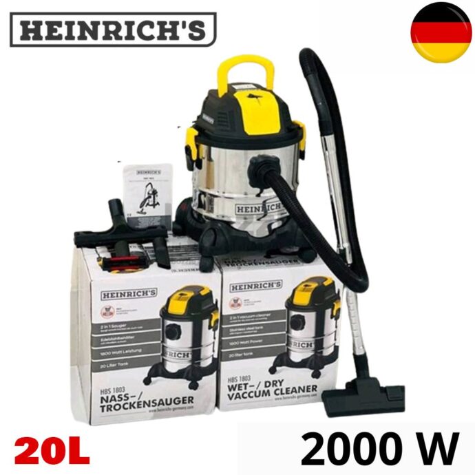 ⁦aspirateur Heinrich's Germany Eau et Poussière Avec la fonctionne de Souffleur 2000 w et 20 L مكنسة كهربائية المانية بتقنية شفط الماء والغبار مع وظيفة النفخ معًا بقوة 2000 واط ⚡️⁩ - الصورة ⁦4⁩