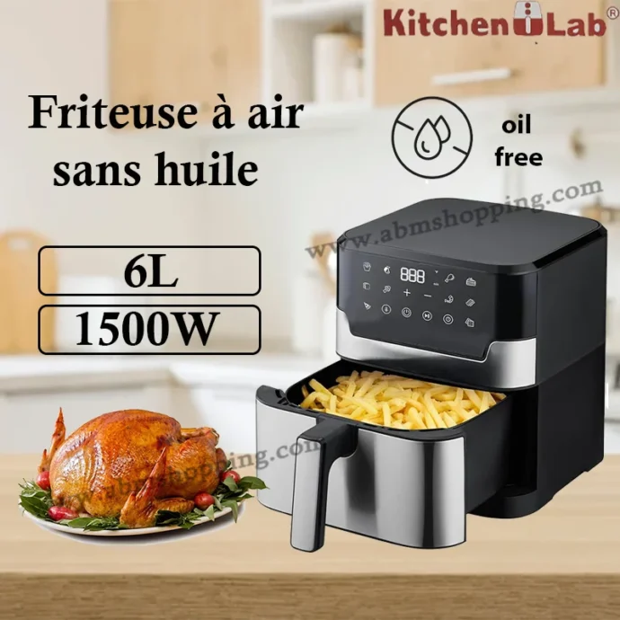 ⁦مقلاة هوائية من ميداك متعددة الوضائف KITCHEN LAB Friteuse Air Fryer 2 En 1 Sans Huile avec Grill - 6L 1500W⁩ - الصورة ⁦4⁩