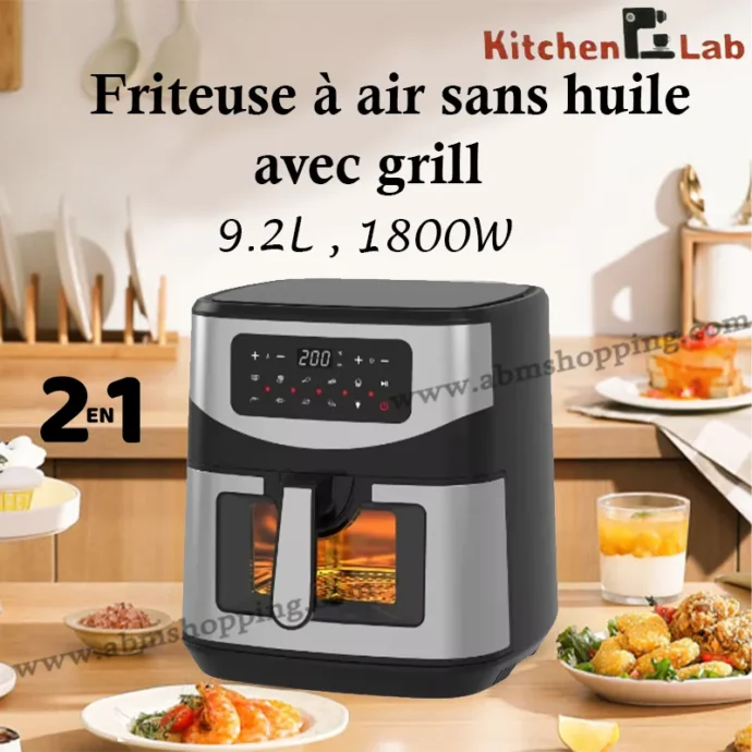 مقالة هوائية كيتشن لاب 9Kitchen & Home Friteuse sans Huile kitchenlab 9,2L - 9 programmes-Ecran tactile LED 1800W