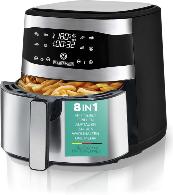 ⁦قلاية هوائية هاينريتش بدون زيت 8 لتر HEINRICH’S FRITEUSE SANS HUILE 8 LITRE⁩ - الصورة ⁦12⁩