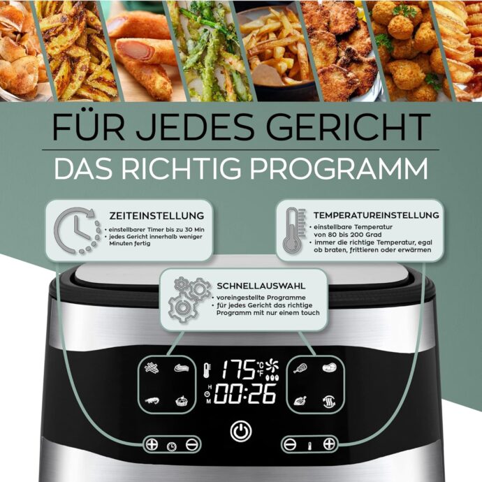⁦قلاية هوائية هاينريتش بدون زيت 8 لتر HEINRICH’S FRITEUSE SANS HUILE 8 LITRE⁩ - الصورة ⁦5⁩