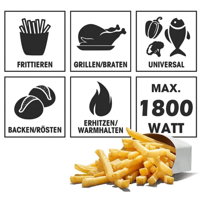 ⁦قلاية هوائية هاينريتش بدون زيت 8 لتر HEINRICH’S FRITEUSE SANS HUILE 8 LITRE⁩ - الصورة ⁦4⁩