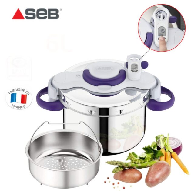 طنجرة ضغط ساب بارفاكت Seb Cocotte Minute-Clipso Minute Perfect - 9L - Silver/Bleu