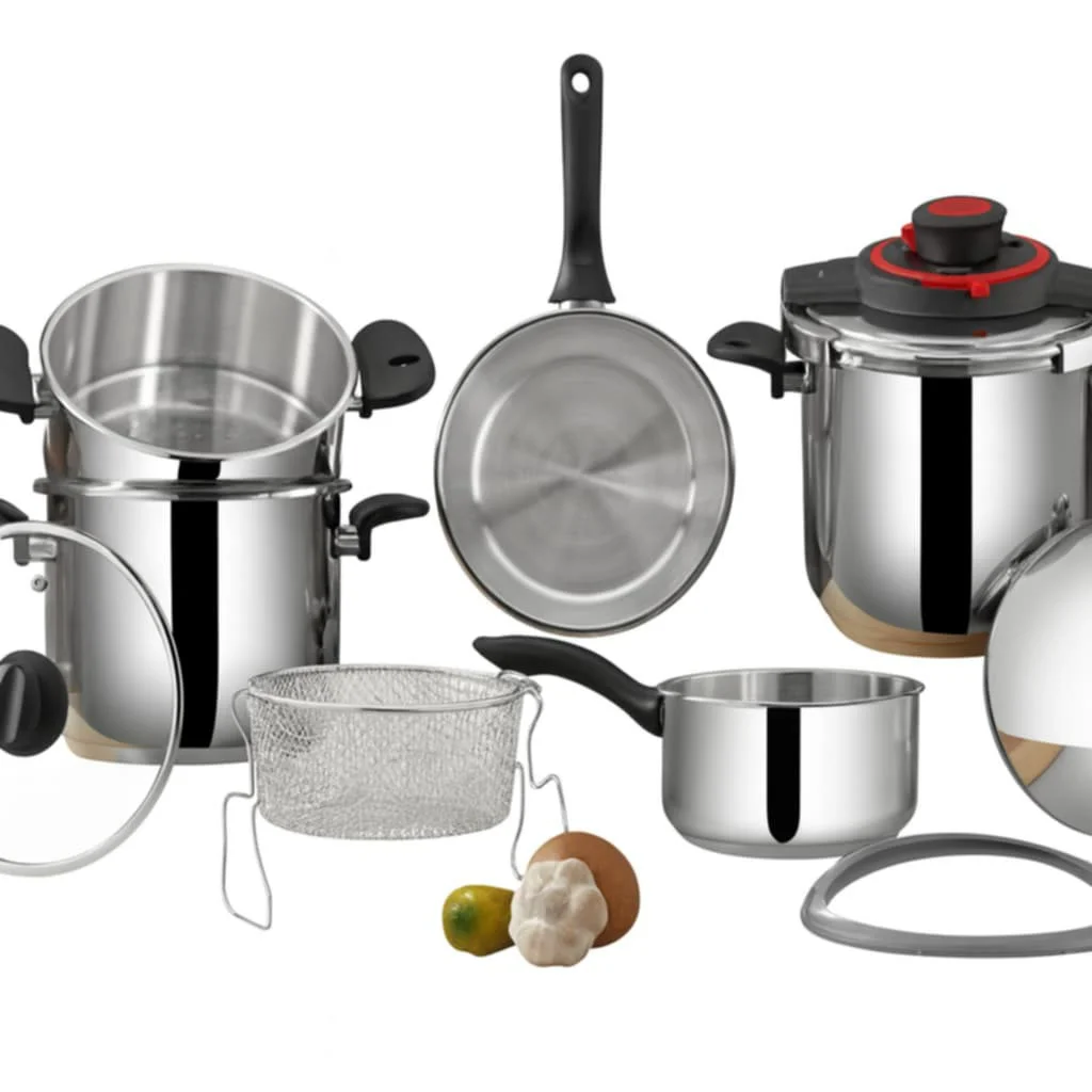 طنجرة الظغط بونيرا Cocotte 10 Pcs Bonera 6L + 8L En Inox 18/10 Noir Bonera Made in Turkey - الصورة 2