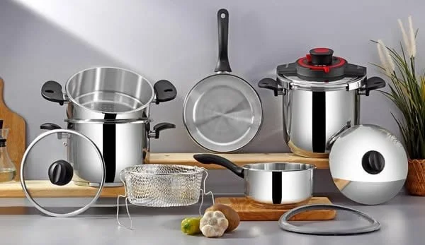 طنجرة الظغط بونيرا Cocotte 10 Pcs Bonera 6L + 8L En Inox 18/10 Noir Bonera Made in Turkey