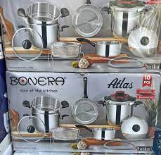 طنجرة الظغط بونيرا Cocotte 10 Pcs Bonera 6L + 8L En Inox 18/10 Noir Bonera Made in Turkey - الصورة 3